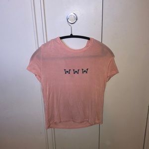 Blush pink colour T-shirt with butterflies!